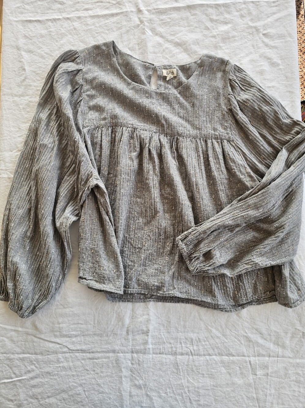 Ana Gray Peasant Blouse Size 3X - Picture 3 of 8